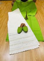 Light Green Pure Cotton Traditional Wear Chiikankari Kurti With Sharara